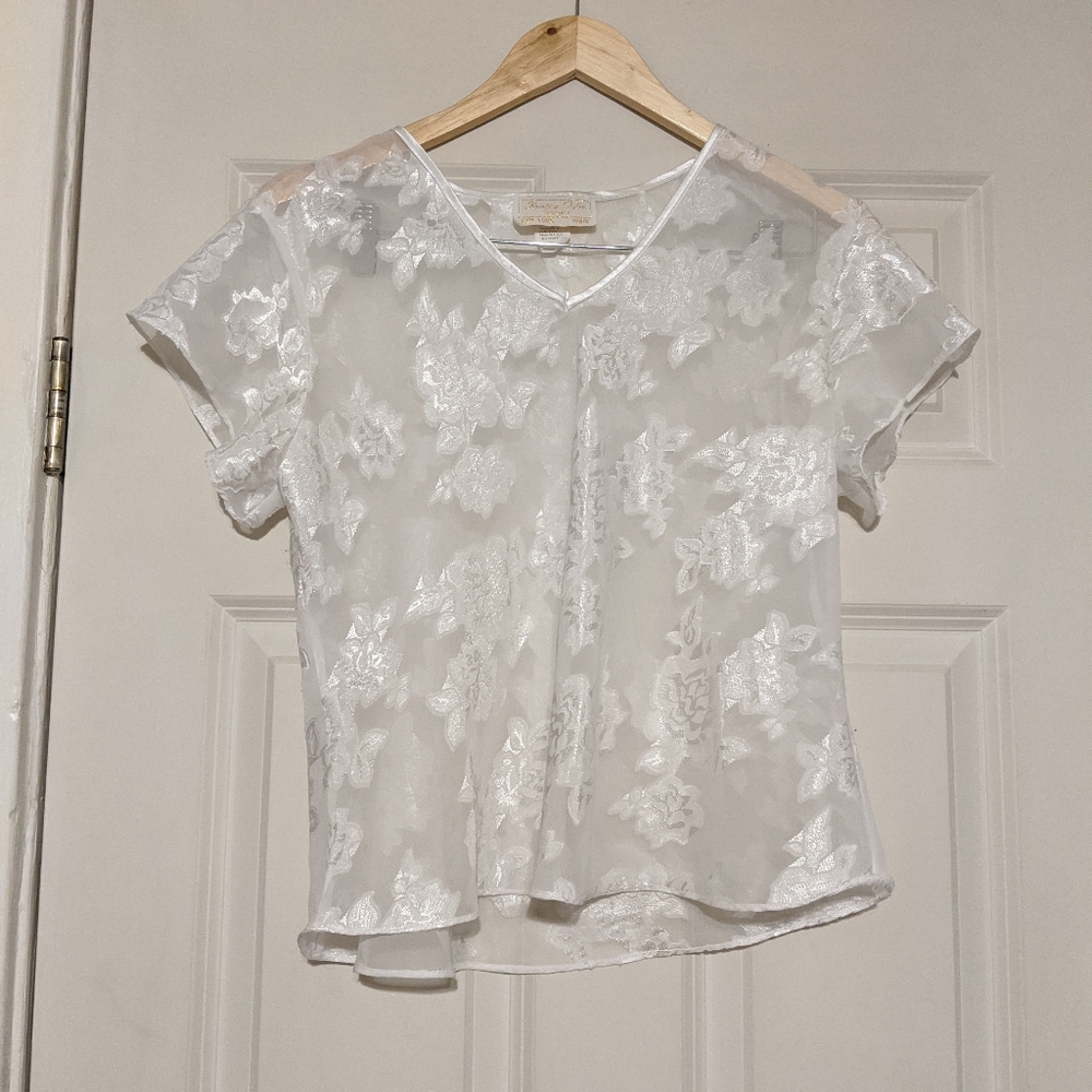 Sheer white floral lingerie top